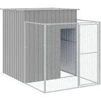 vidaXL Hundehütte mit Auslauf Hellgrau 165x251x181 cm Verzinkter Stahl