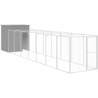 vidaXL Hundehütte mit Auslauf Hellgrau 165x863x181 cm Verzinkter Stahl