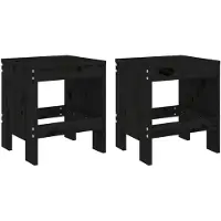 vidaXL Gartenhocker 2 Stk. Schwarz 40x36x45 cm Massivholz Kiefer