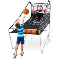 Costway Arcade-Basketballspiel für 1-4 Spieler, 8 Spielmodi Basketballautomat mit elektronischem Scorer, 4 Basketbällen und Pumpe