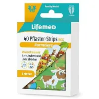 Lifemed Pflaster-Strips Box 6 cm x 1,7 farbig 'Farmtiere' 48 St