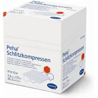 Hartmann Peha Schlitzkompressen 7,7,5 cm aus saugfähigem Verbandmull 2 12x25x2 St