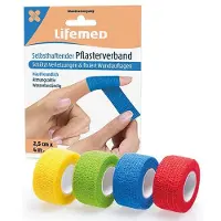 Lifemed Selbsthaftender Pflasterverband 4 m x 2,5 cm farbig sortiert 120 St