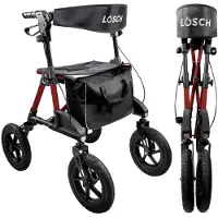 LÖSCH REHA TABAS Outdoor Rollator Rot – Luftbereift
