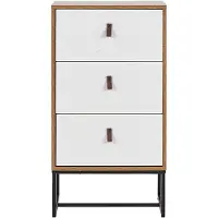 Beliani Moderne Kommode Heller Holzfarbton / Weiß 3 Schubladen MDF- Platte Metall für Schlafzimmer für Wohnzimmer