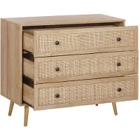 Beliani Kommode Heller Holzfarbton Rattan Faserplatte Holzbeine 79 x 90 x 40 cm Modern Geräumige Schubladen Wohnzimmer Schlafzimmer