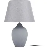 Beliani Tischlampe Grau Keramik 52 cm Stoffschirm Vasenform Kabel mit Schalter Retro-Stil