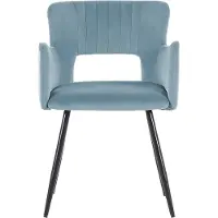 Beliani Esszimmerstuhl Hellblau Polsterbezug mit Armlehnen vier stabilen Beinen Wohnzimmer Esszimmer Küche Elegant Klassisch