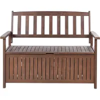 Beliani Gartenbank Dunkelbraun Akazienholz 120 cm mit Auflage Hellgrau Armlehnen Stauraum Modern Garten Terrasse Wintergarten Ausstattung Outdoor