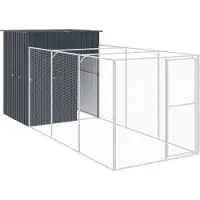 vidaXL Hundehütte mit Auslauf Anthrazit 165x455x181cm Verzinkter Stahl