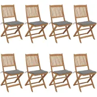 vidaXL Klappbare Gartenstühle 8 Stk. mit Kissen Massivholz Akazie