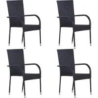 vidaXL Stapelbare Gartenstühle 4 Stk. Poly Rattan Schwarz