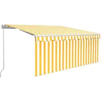 vidaXL Markise Manuell Einziehbar mit Rollo 3,5x2,5 m Gelb & Weiß