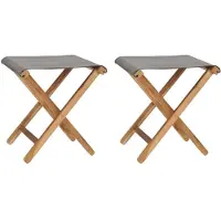 vidaXL Klappstühle 2 Stk. Teak Massivholz und Stoff Dunkelgrau