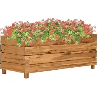 vidaXL Hochbeet 100x40x38 cm Teak Altholz und Stahl