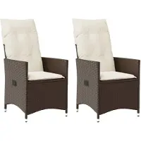 vidaXL Gartensessel mit Kissen 2 Stk. Verstellbar Braun Poly Rattan