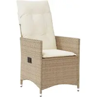 vidaXL Gartensessel mit Kissen Verstellbar Beige Poly Rattan