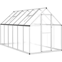 vidaXL Gewächshaus mit Fundamentrahmen Silber 334x169x195cm Aluminimum