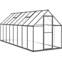vidaXL Gewächshaus mit Fundamentrahmen Anthrazit 445x169x195 cm Alu