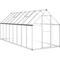 vidaXL Gewächshaus mit Fundamentrahmen Silber 445x169x195cm Aluminimum