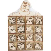 Merkloos Weihnachtsbaumschmuck 54219, natur, 3,5 cm, Anhänger-Set aus Holz, 48 Stück