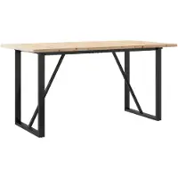 vidaXL Esstisch O-Gestell 140x80x75,5 cm Massivholz Kiefer & Stahl