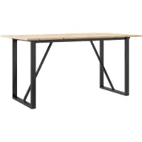 vidaXL Esstisch O-Gestell 160x80x75 cm Massivholz Kiefer und Stahl