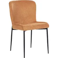 Beliani Esszimmerstuhl 2er Set Orange Stoffbezug Gestrickt mit Schwarzen Metallbeinen Skandi Modern Wohnzimmer Essbereich Flur Ausstattung Möbel