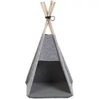 Beliani Tierbett Hellgrau Filz 35x40 cm Tierkorb Tipi-Zelt für kleine Hunde, sowie Katzen