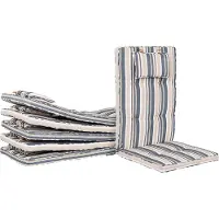 Beliani Auflage für Gartenstuhl dunkelblau-beige Polsterbezug 8er Set Gartenmöbel