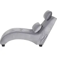 Beliani Chaiselongue Grau Samtstoff Bluetooth Lautsprecher Modernes Design Glamouröser Stil Wohnzimmer Salon