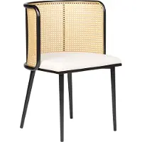 Beliani Esszimmerstühle 2er Set Schwarz / Beige aus Metall Wiener Geflecht Retro Stil Modern für Esszimmer Küche