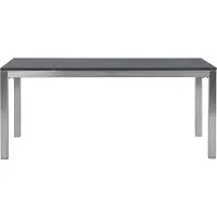 Beliani Gartentisch Schwarz/Silber Granit Edelstahl 180 x 90 cm Geflammt Modern Outdoor
