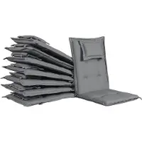 Beliani Auflage für Gartenstuhl Graphitgrau Polsterbezug 8er Set Gartenmöbel