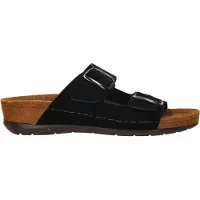 Rohde Damen Leder Pantoletten Klettverschluss Clogs Memory-Fußbett Rodigo-40 5856, Größe:40 EU, Farbe:Schwarz