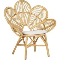 Beliani Gartemöbel Set Heller Holzfarbton Runder Couchtisch mit 2 Rattanstühlen Balkon Terrasse Garten Möbel