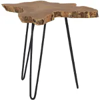 Beliani Beistelltische 2er Set Dunkelbraun / Schwarz Holz Metall Lackiert Handgefertig Unregelmässige Tischplatte Modern