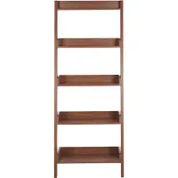 Beliani Regal dunkler Holzfarbton 5 Fächer MOBILE TRIO
