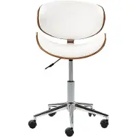 Beliani Arbeitshocker Weiß mit Rollen komfortable Sitzfläche aus Kunstleder Modern