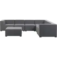 Beliani Lounge Set Grau Polsterbezug Modular 7-teilig Rechtsseitig Ecksofa mit Ottomane Outdoor u. Indoor für 7 Personen Garten Terrasse Wintergarten