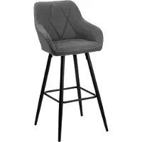 Beliani Trendy Barstuhl 2er Set Grau Stoff 103 cm Modern