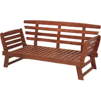 Beliani 2-Sitzer Gartensofa Dunkelbraun Eukalyptusholz 210 cm mit Verstellbaren Armlehnen Auflagen Taupe Modern Terrasse Sitzmöbel Außenbereich