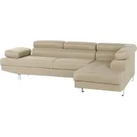 Beliani 5-Sitzer Ecksofa Hellbeige Stoffbezug L-Förmig mit Chaiselongue Linksseitig Verstellbare Kopfstützen Klassisch Modern Wohnzimmer Polstersofa