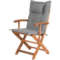 Beliani Gartenstühle 2er Set Hellbraun Grau Akazienholz mit Armlehnen inkl. Auflagen Klappbar Balkon