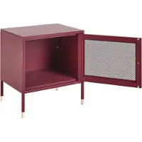 Beliani Nachttisch Dunkelrot Stahl mit Gittertür Griff Rechteckig 45 x 35 x 51 cm Industriell Metallschrank für Schlafzimmer Wohnzimmer Esszimmer