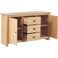 Beliani Sideboard Heller Holzfarbton Faserplatte Halbhoch mit Schubladen Schränken Metallgriffen Klassich Retro Schlafzimmer Wohnzimmer Aufbewahrung