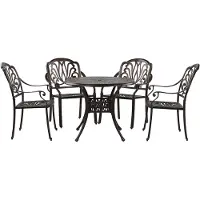 Beliani Gartenmöbel Gartenset Dunkelbraun Aluminium 1 Tisch 4 Stühle 4 Gartenkissen