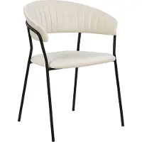 Beliani Esszimmerstuhl 2er Set Cremeweiß Samt mit Schwarzen Metallbeinen Armlehnen Gebogene Rückenlehne Modernes Design Stuhl für Küche Esszimmer