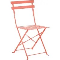 Beliani Balkonset Korallenrot Stahl 3-Teilig Runder Tisch mit 2 Stühlen Zusammenklappbar Modern Französicher Stil Terrasse Garten Outdoor Ausstattung