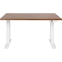 Beliani Schreibtisch Braun & Weiß Melamin 120x72cm Elektrisch Höhenverstellbar Rechteckig mit USB Metallgestell Modern Büro Steh-Sitz-Tisch Stehtisch